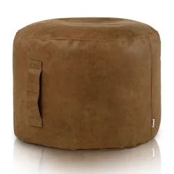 Pouf Runder Sitzhocker Zylinder - Premium Echtleder