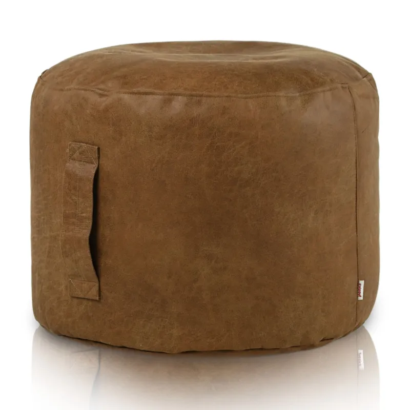 Pouf Runder Sitzhocker Zylinder - Premium Echtleder