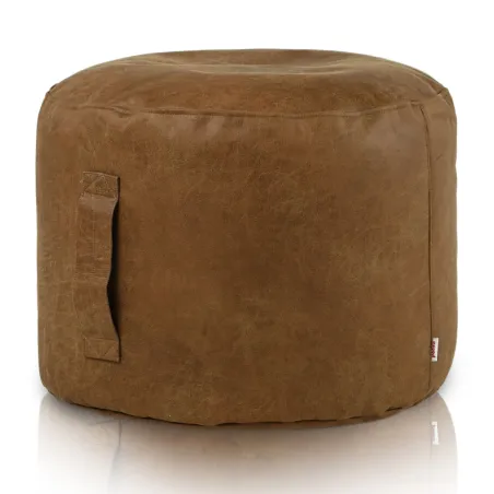 Pouf Runder Sitzhocker Zylinder - Premium Echtleder