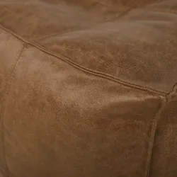 Quadratischer Sitzhocker mit Steppnähten - Premium Echtleder – Ansicht 3