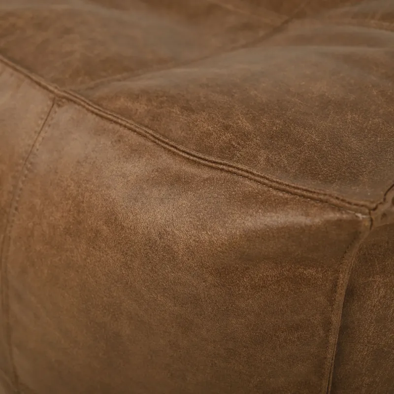 Quadratischer Sitzhocker mit Steppnähten - Premium Echtleder – Ansicht 3