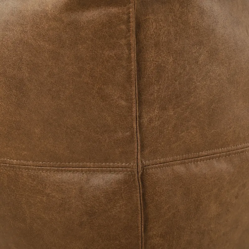 Quadratischer Sitzhocker mit Steppnähten - Premium Echtleder – Ansicht 5