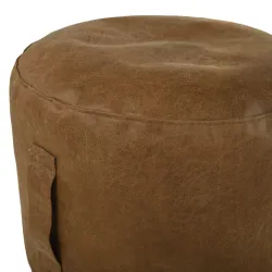 Pouf Runder Sitzhocker Zylinder - Premium Echtleder – Ansicht 2