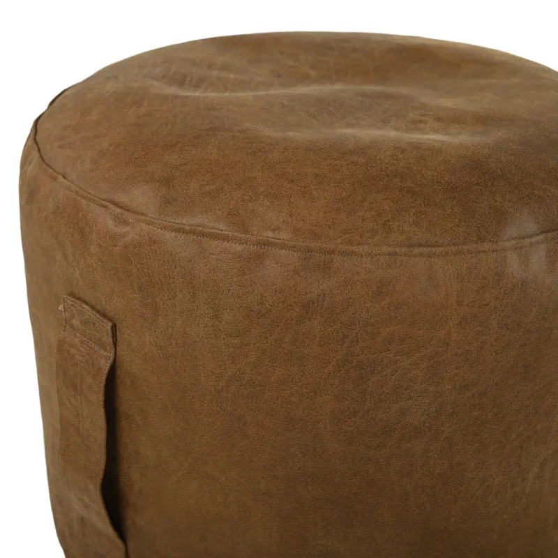 Pouf Runder Sitzhocker Zylinder - Premium Echtleder – Ansicht 2