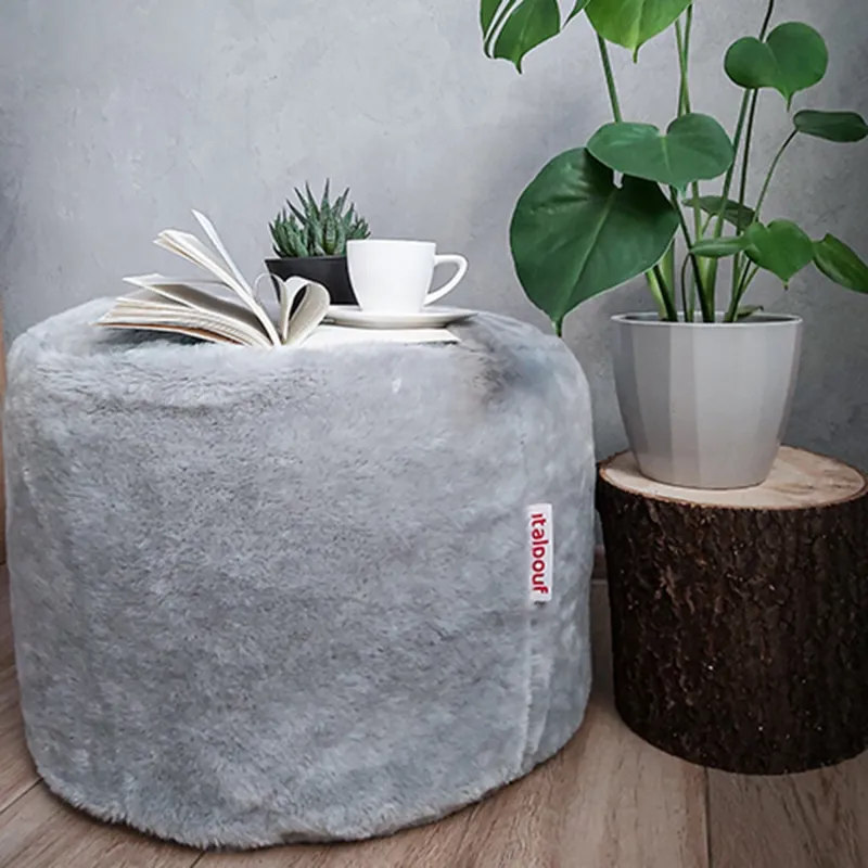 Pouf Runder Sitzhocker Zylinder - Yeti Kunstfell – Ansicht 3