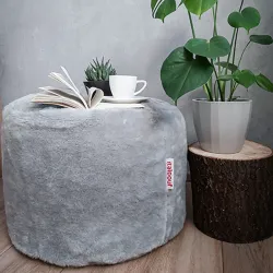 Pouf Runder Sitzhocker Zylinder - Yeti Kunstfell – Ansicht 3