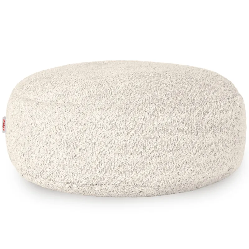 Runder Boucle Hocker, weiche Textur und modernes Design