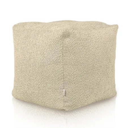 Beige Sitzpouf Cubo aus Boucle für moderne Wohnräume