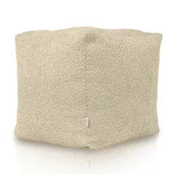 Weicher beiger Sitzpouf mit Boucle-Textur für gemütliche Räume