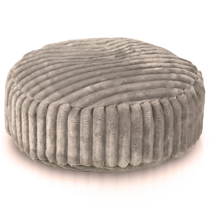 Beiger Fussbank mit gestreiftem Design, eleganter Hocker für das Wohnzimmer