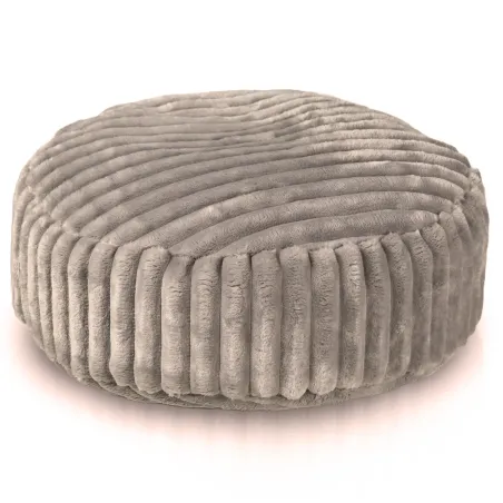 Beiger Fussbank mit gestreiftem Design, eleganter Hocker für das Wohnzimmer