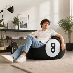 Schwarzer Sitzsack in Ballform für gemütliches Sitzen in jedem Raum