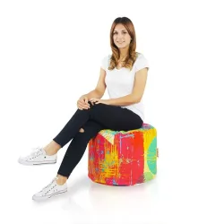 Pouf Runder Sitzhocker Zylinder - Premium Print-Stoff – Ansicht 30