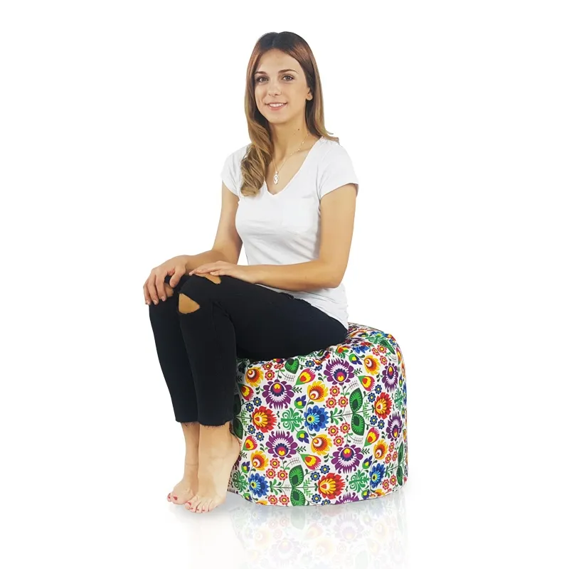 Pouf Runder Sitzhocker Zylinder - Premium Print-Stoff – Ansicht 27