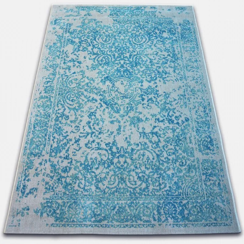 Teppich VINTAGE 22208/054 türkis / sahne klassische Rosette