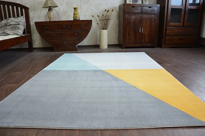 Teppich SCANDI 18487/572 - Trapez grau gold türkis