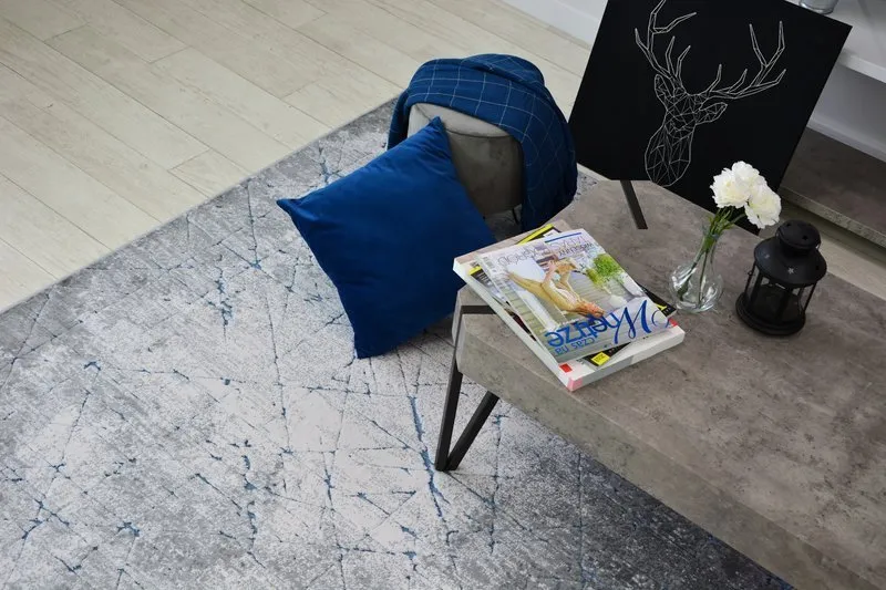 Teppich ACRYL YAZZ 6076 RISSIGER BETON blau / grau