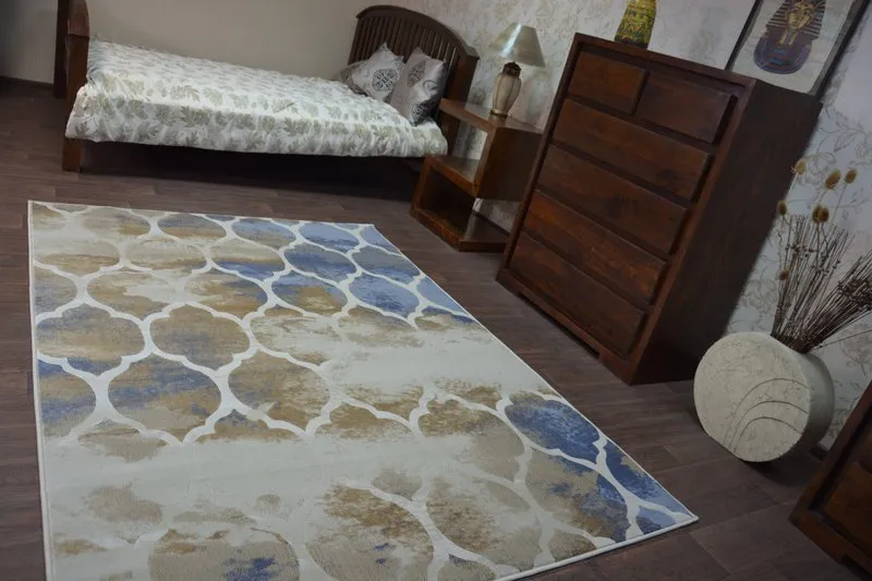 Teppich DROP JASMINE 761 Dunkelbeige/Hell blau