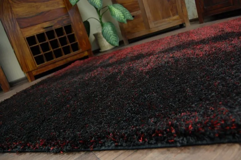 Teppich SHAGGY NARIN P901 schwarz und rot