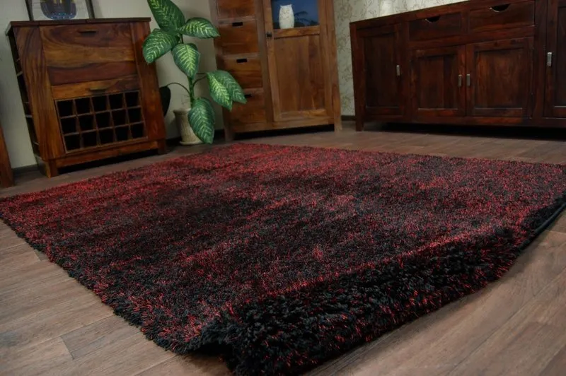 Teppich SHAGGY NARIN P901 schwarz und rot