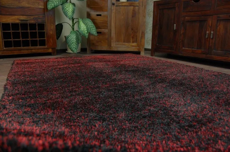 Teppich SHAGGY NARIN P901 schwarz und rot