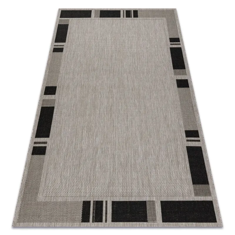 TEPPICH SISAL FLOORLUX 20195 silber / schwarz
