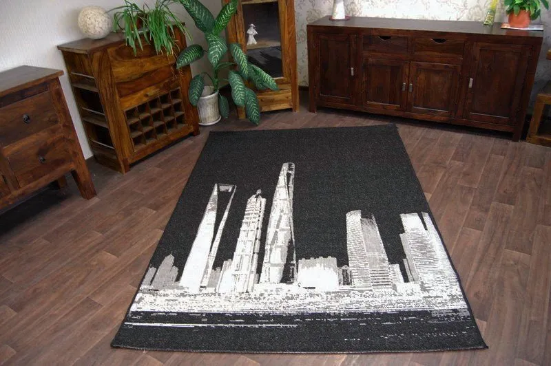 TEPPICH SISAL FLOORLUX 20240 schwarz / silbern