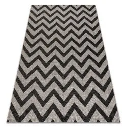 TEPPICH SISAL FLOORLUX silber / schwarz ZICKZACK