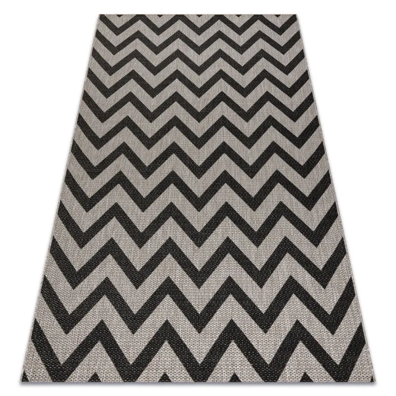 TEPPICH SISAL FLOORLUX 20340 silber / schwarz ZICKZACK