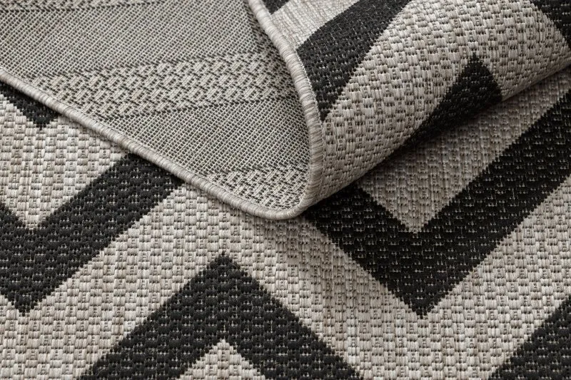 TEPPICH SISAL FLOORLUX 20340 silber / schwarz ZICKZACK