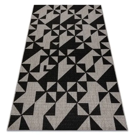 TEPPICH SISAL FLOORLUX 20489 silber / schwarz DREIECKE