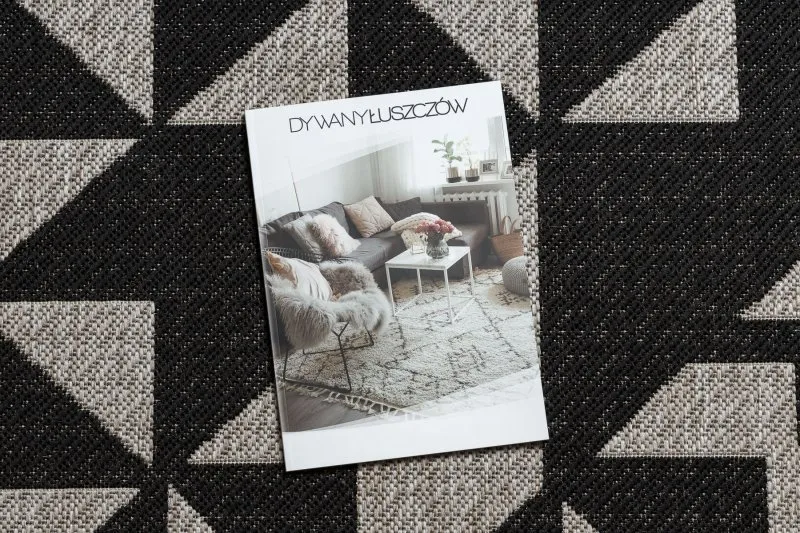 TEPPICH SISAL FLOORLUX 20489 silber / schwarz DREIECKE