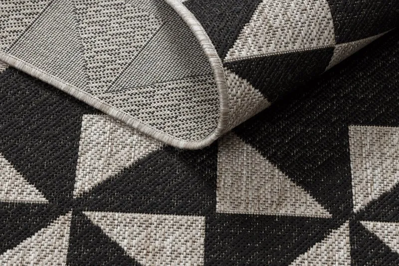 TEPPICH SISAL FLOORLUX 20489 silber / schwarz DREIECKE