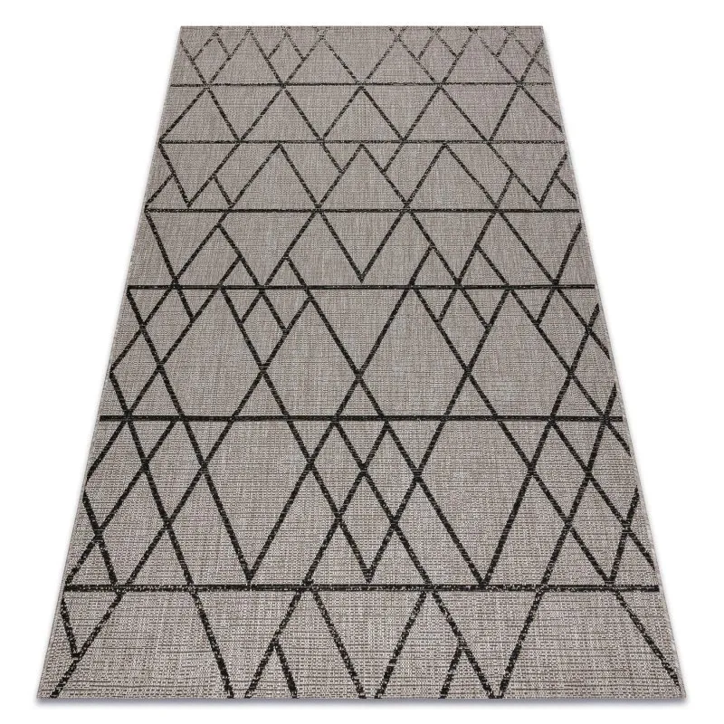 TEPPICH SISAL FLOORLUX 20508 silber / schwarz DREIECKE