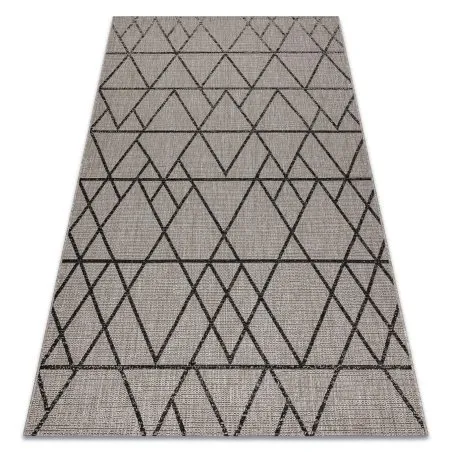 TEPPICH SISAL FLOORLUX 20508 silber / schwarz DREIECKE