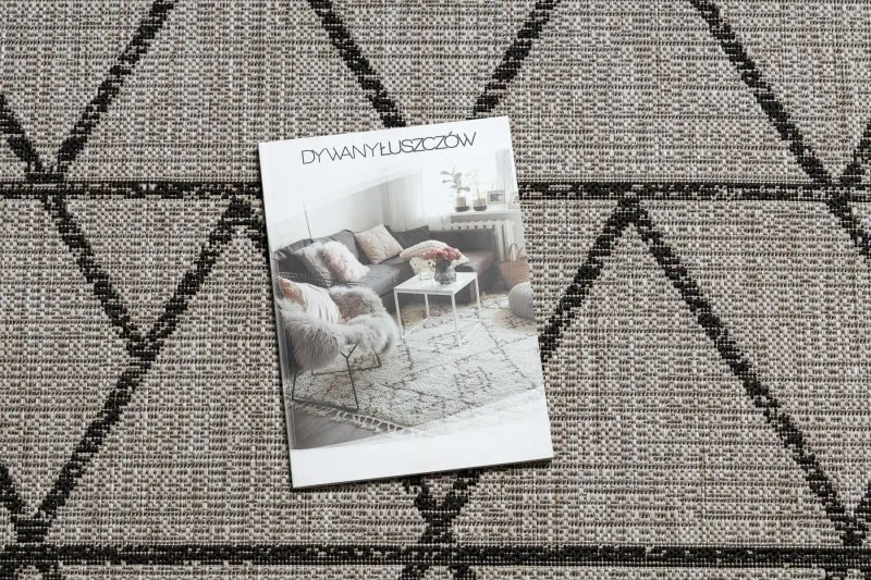 TEPPICH SISAL FLOORLUX 20508 silber / schwarz DREIECKE