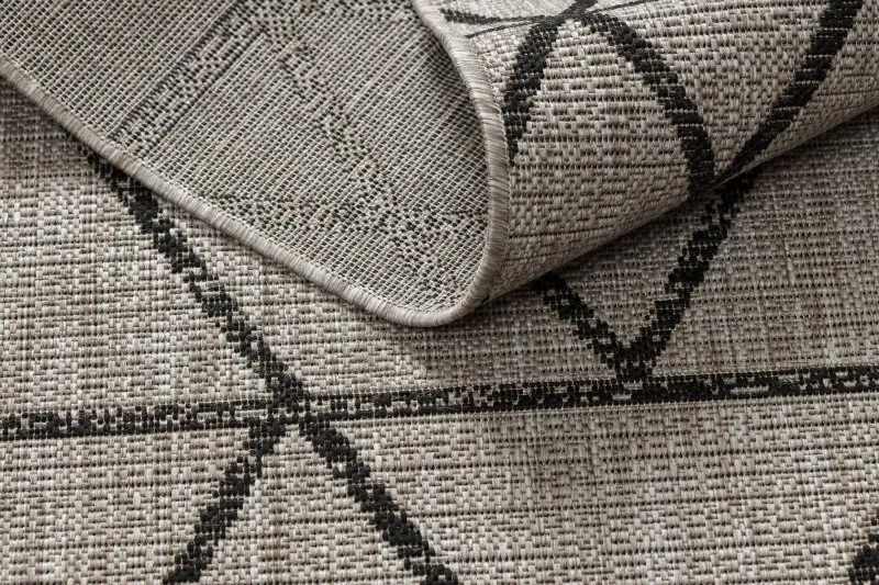 TEPPICH SISAL FLOORLUX 20508 silber / schwarz DREIECKE