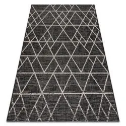 TEPPICH SISAL FLOORLUX schwarz / silber DREIECKE