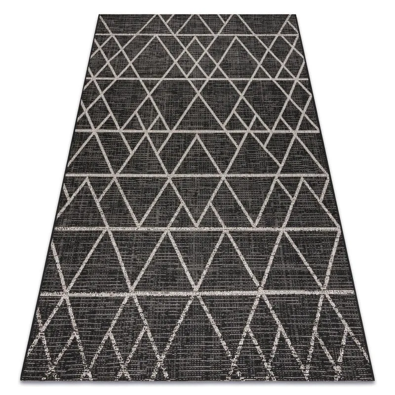 TEPPICH SISAL FLOORLUX 20508 schwarz / silber DREIECKE