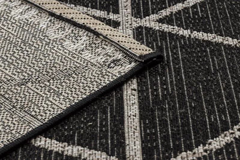 TEPPICH SISAL FLOORLUX 20508 schwarz / silber DREIECKE