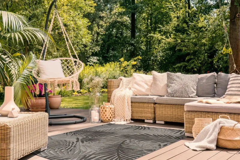 TEPPICH SISAL FLOORLUX 20504 LAUBEN silbern / schwarz JUNGLE