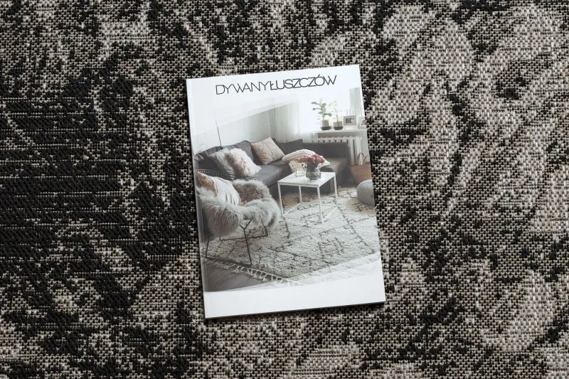 TEPPICH SISAL FLOORLUX 20491 BLUMEN silber / schwarz 