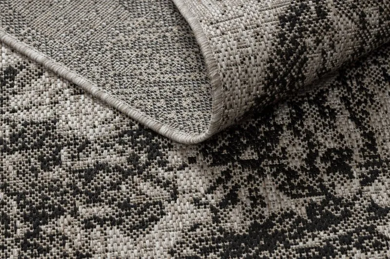 TEPPICH SISAL FLOORLUX 20491 BLUMEN silber / schwarz 