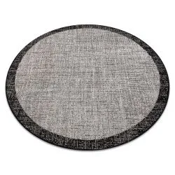 TEPPICH SISAL FLOORLUX Rahmen KREIS silber / schwarz