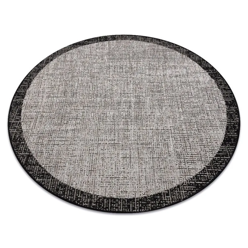 TEPPICH SISAL FLOORLUX 20401 Rahmen KREIS silber / schwarz 