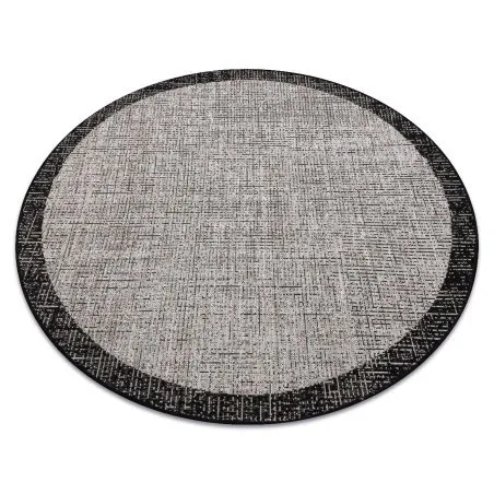 TEPPICH SISAL FLOORLUX 20401 Rahmen KREIS silber / schwarz 