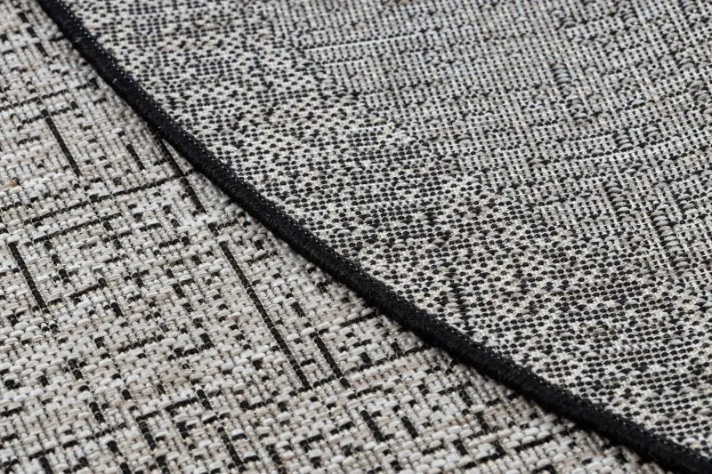TEPPICH SISAL FLOORLUX 20401 Rahmen KREIS silber / schwarz 
