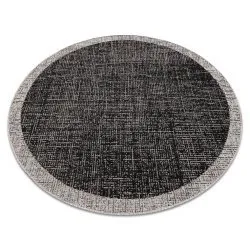 TEPPICH SISAL FLOORLUX Rahmen KREIS schwarz / silber