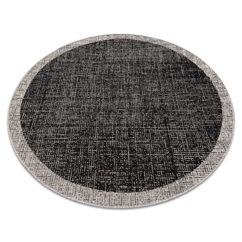 TEPPICH SISAL FLOORLUX 20401 Rahmen KREIS schwarz / silber 