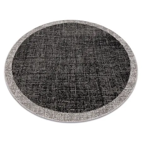 TEPPICH SISAL FLOORLUX 20401 Rahmen KREIS schwarz / silber 